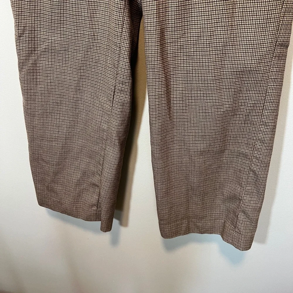 J. Crew Women's Brown Houndstooth Straight Leg Trousers Plaid Dress Pants 6